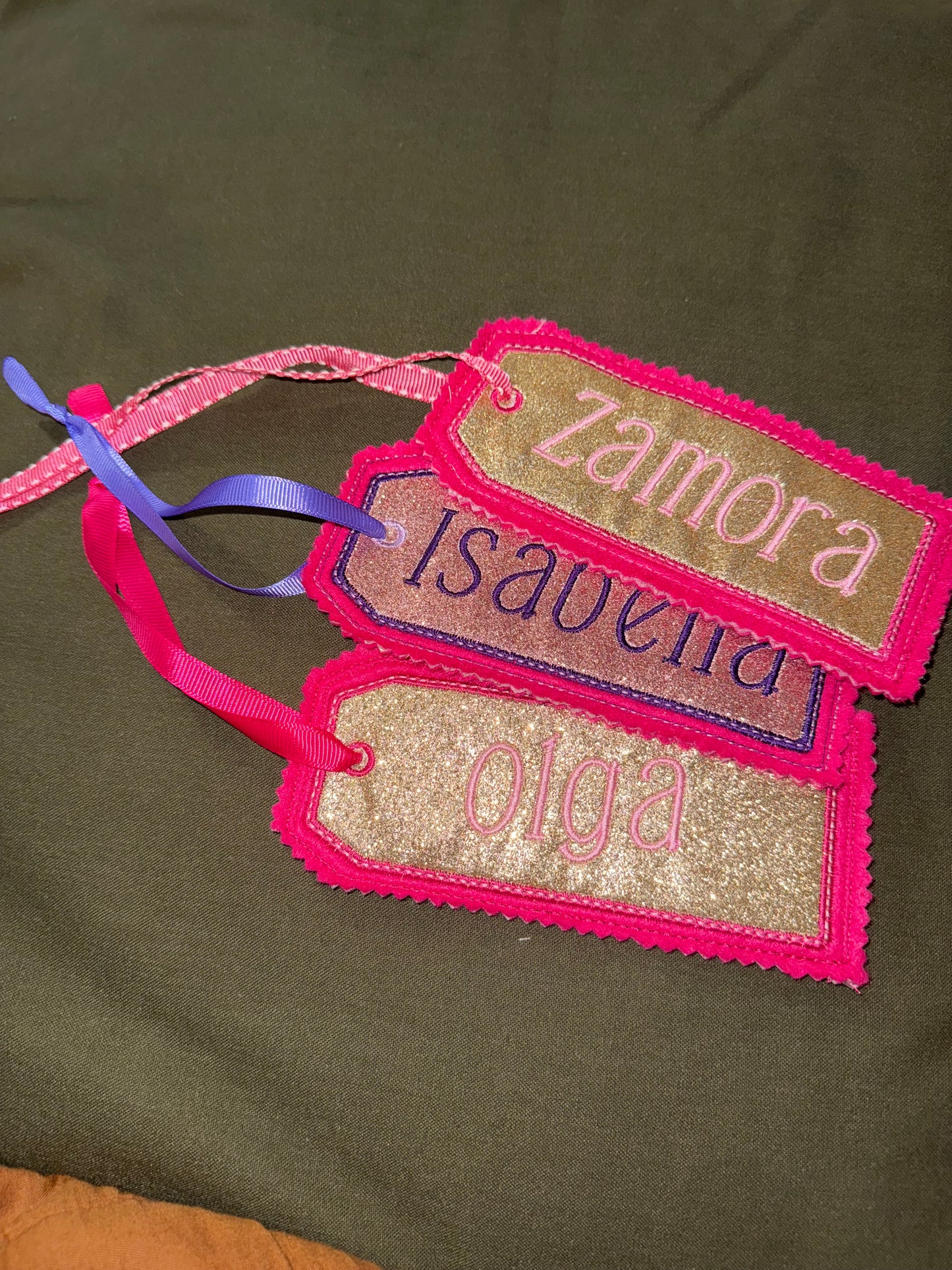 Custom Embroidered Glitter Name Tags
