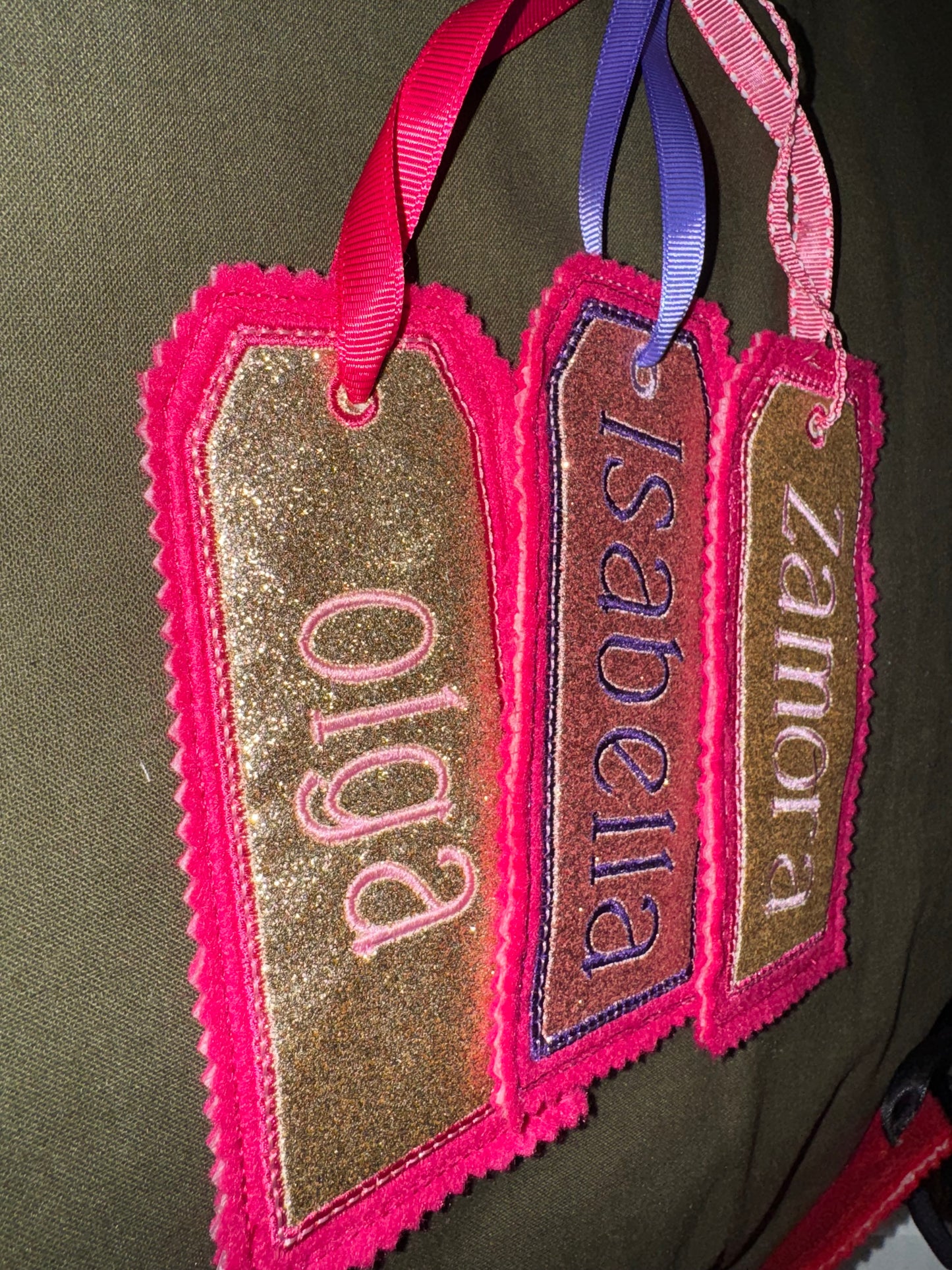 Custom Embroidered Glitter Name Tags