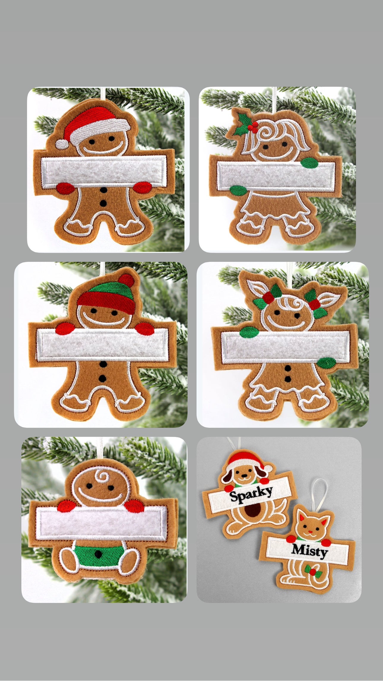 Personalized Gingerbread Family Ornaments | Custom Christmas Tree Decor | Holiday Keepsake Gift | Family Name Ornament